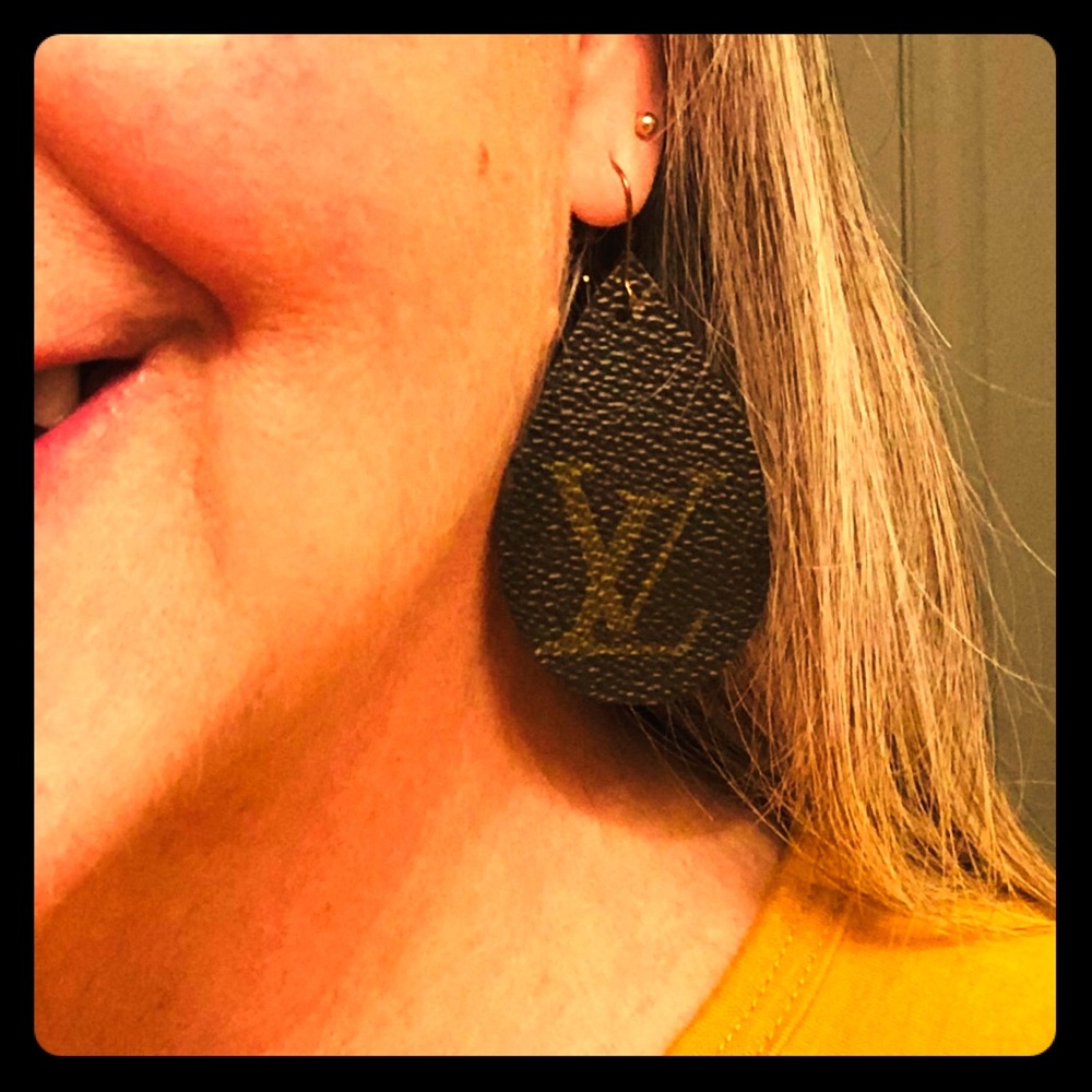 Leather LV earrings